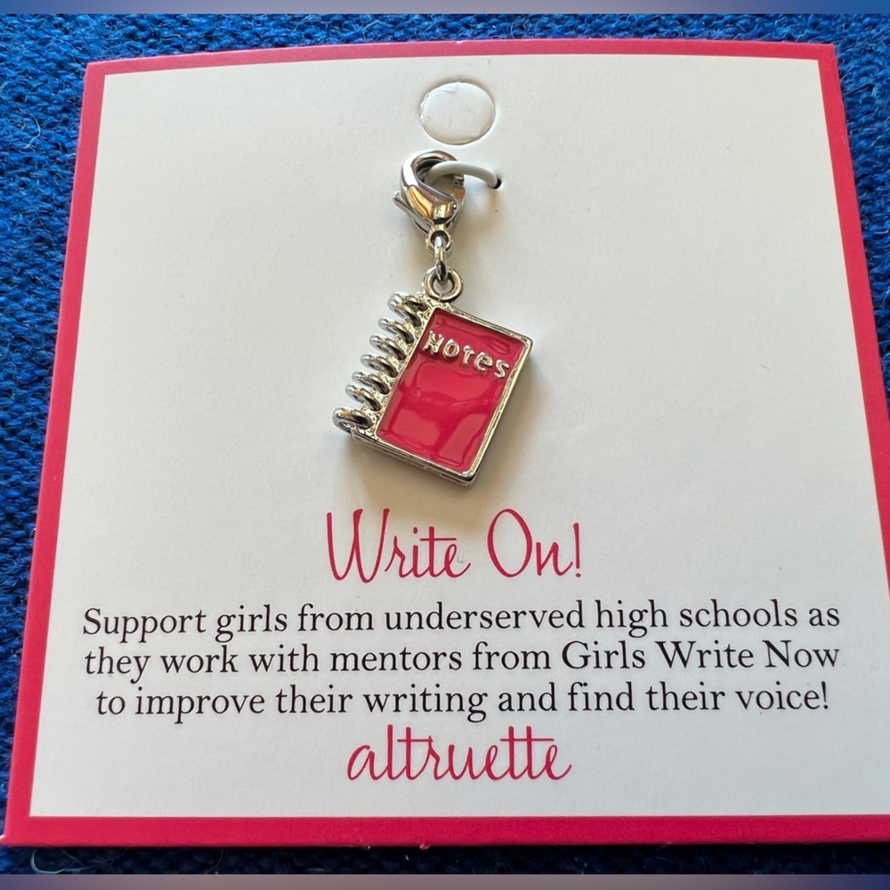 Sterling and enamel Notebook Journal charm, Altruette, removable